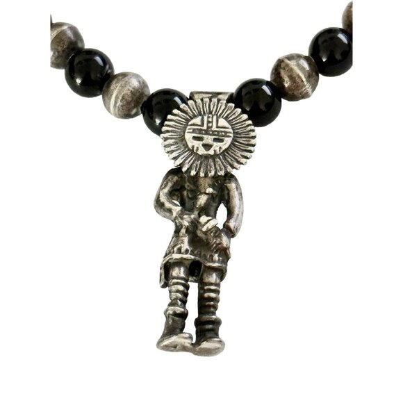 Vintage Sterling Silver Native American Bead Necklace With Sun Kachina Pendant - Picture 2 of 10